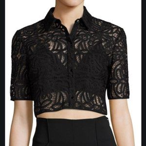 A.L.C. Cropped Lace Blouse in Black (size 8)